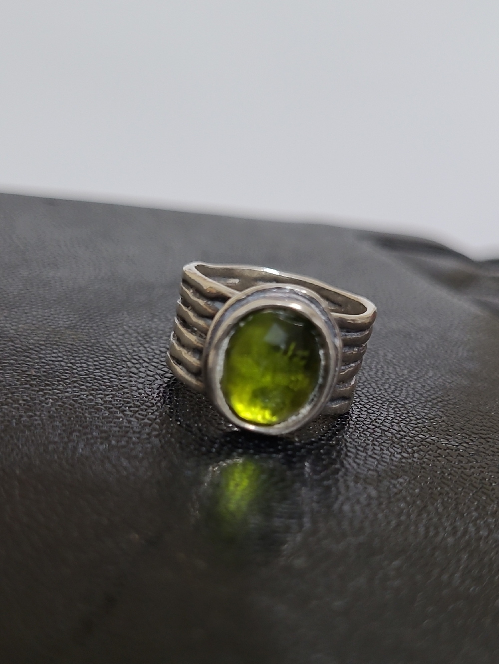 Silpada Sterling Silver Ring with Green Quartz And Wide Band